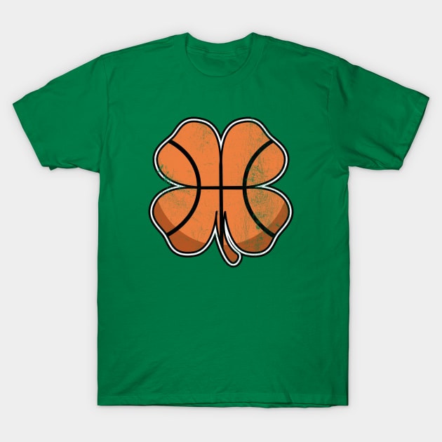 Basketball St Patrick's Day 4 Leaf Clover Vintage T-Shirt by DetourShirts